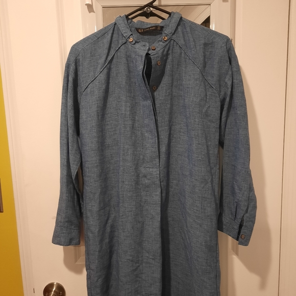 Zara basic size XS chambray tunic dress - Picture 1 of 5